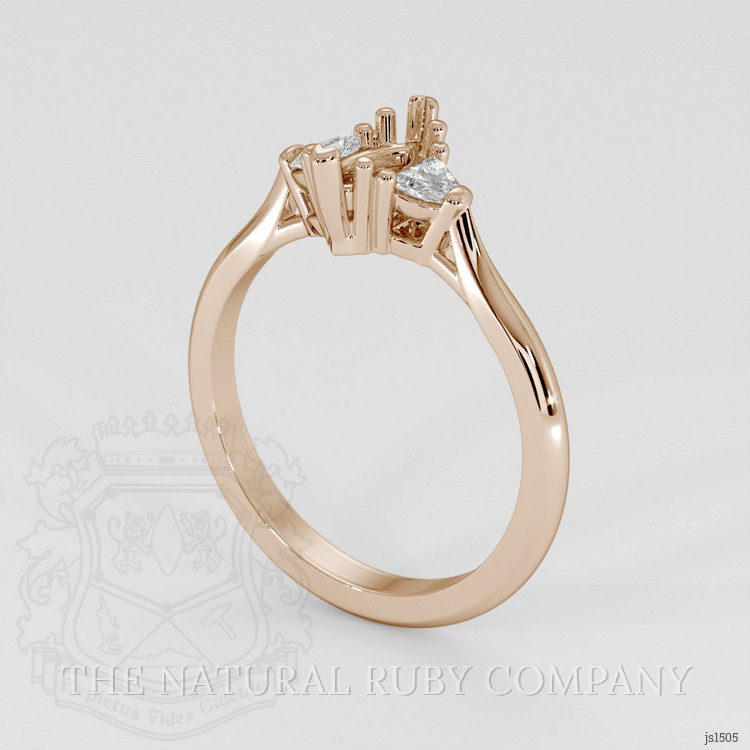 14K Rose Gold Three Stone Ring Setting