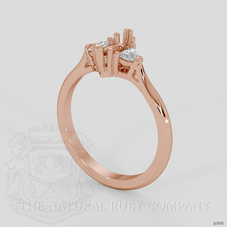 14K Rose Gold Three Stone Ring Setting
