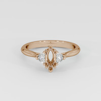 14K Rose Gold Three Stone Ring Setting Image