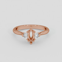 14K Rose Gold Three Stone Ring Setting Image