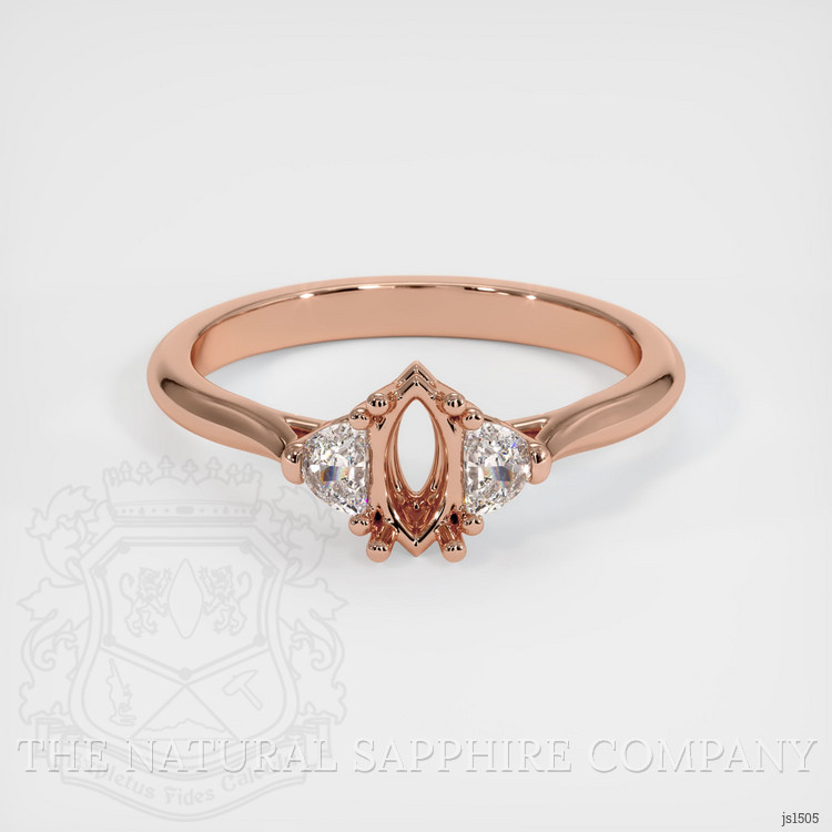 14K Rose Gold Three Stone Ring Setting