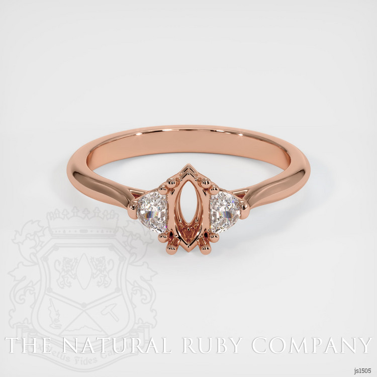 14K Rose Gold Three Stone Ring Setting