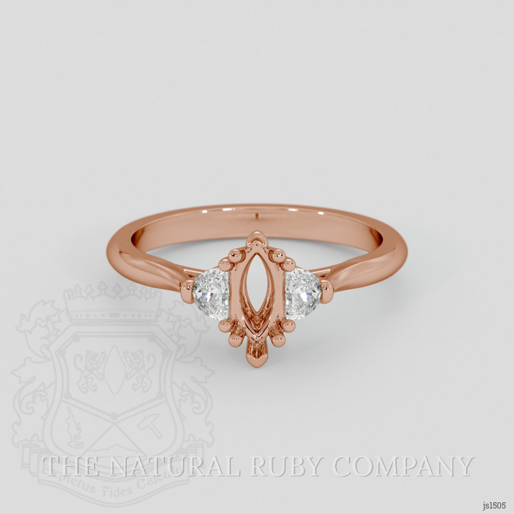 14K Rose Gold Three Stone Ring Setting