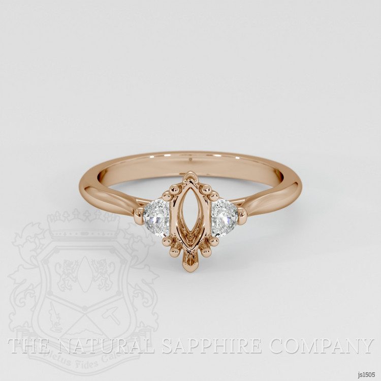 14K Rose Gold Three Stone Ring Setting