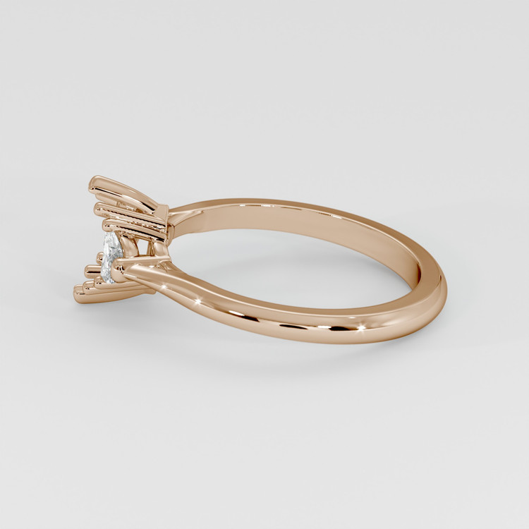 14K Rose Gold Three Stone Ring Setting