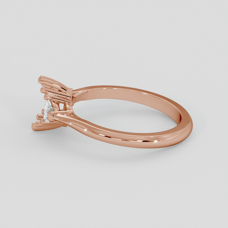 14K Rose Gold Three Stone Ring Setting