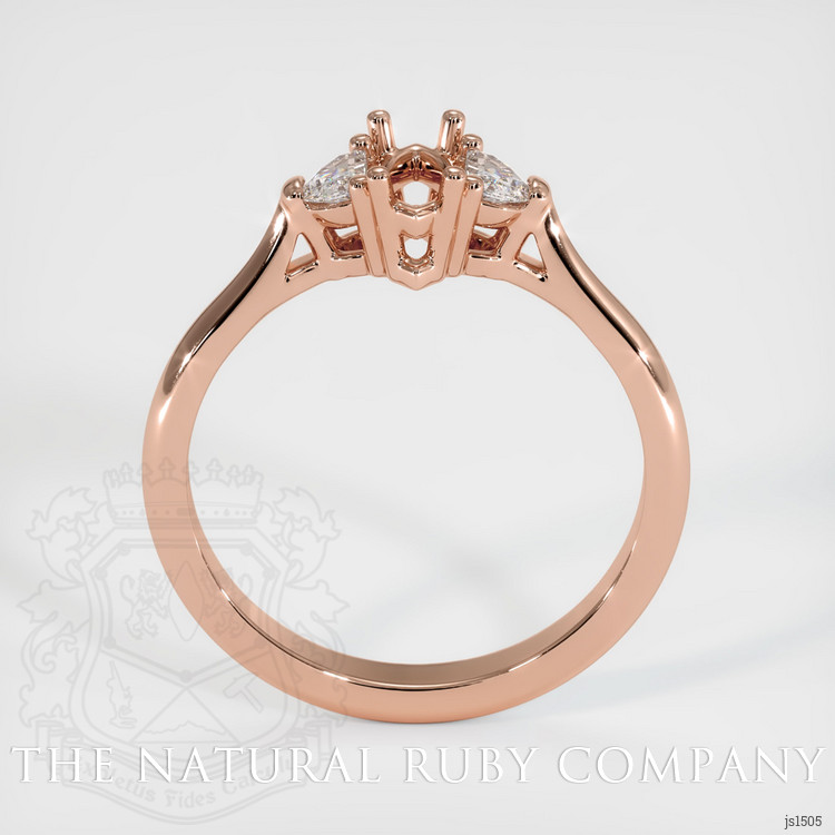 14K Rose Gold Three Stone Ring Setting