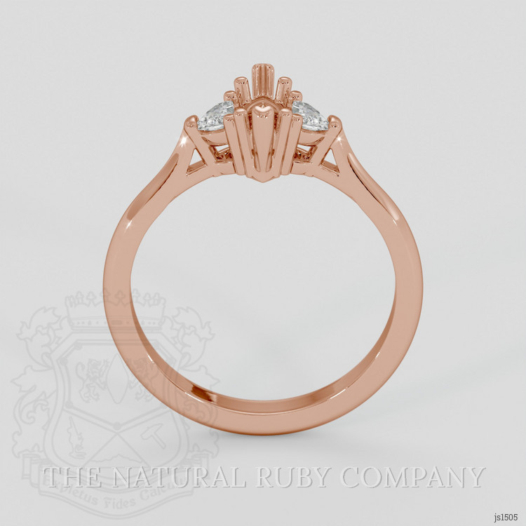 14K Rose Gold Three Stone Ring Setting