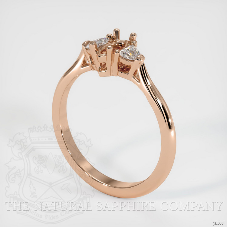 18K Rose Gold Three Stone Ring Setting