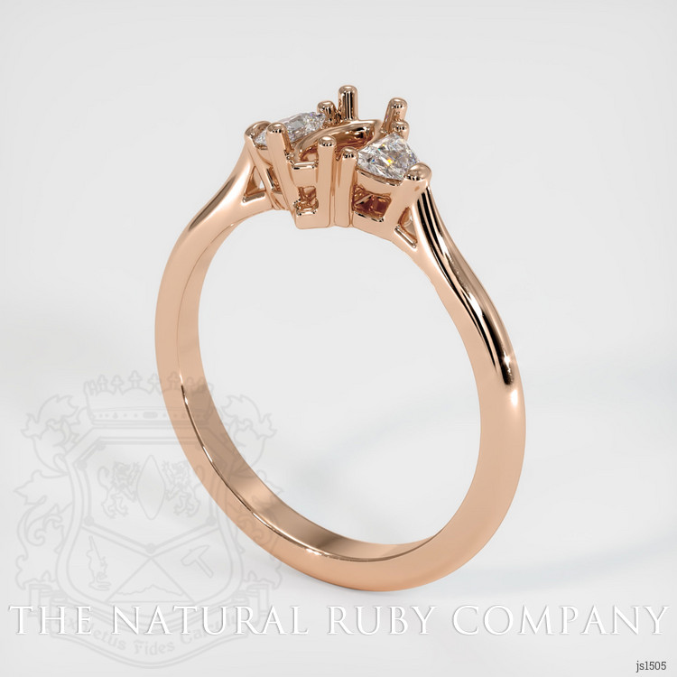 Three Stone Ruby Ring 3.13 Ct., 18K Rose Gold