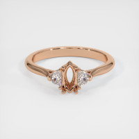 18K Rose Gold Three Stone Ring Setting Image