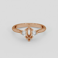 18K Rose Gold Three Stone Ring Setting Image