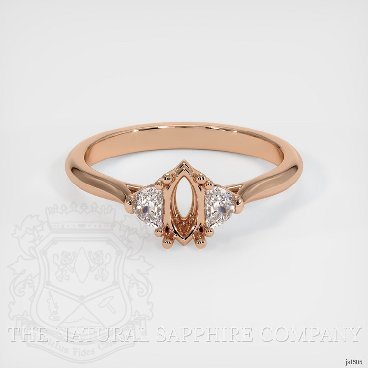 18K Rose Gold Three Stone Ring Setting