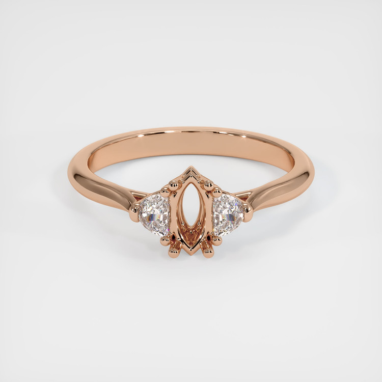 18K Rose Gold Three Stone Ring Setting