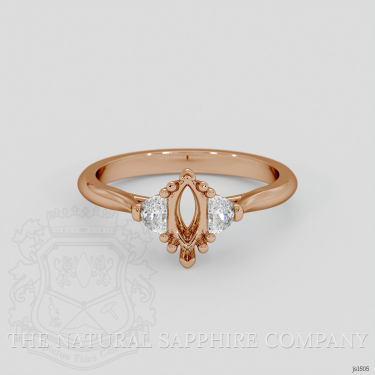 18K Rose Gold Three Stone Ring Setting
