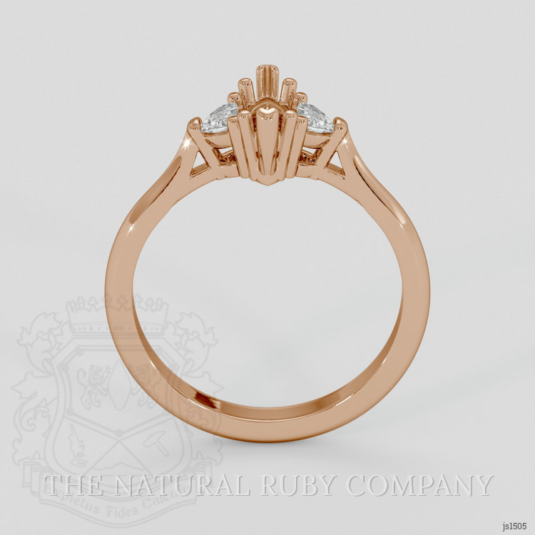 18K Rose Gold Three Stone Ring Setting