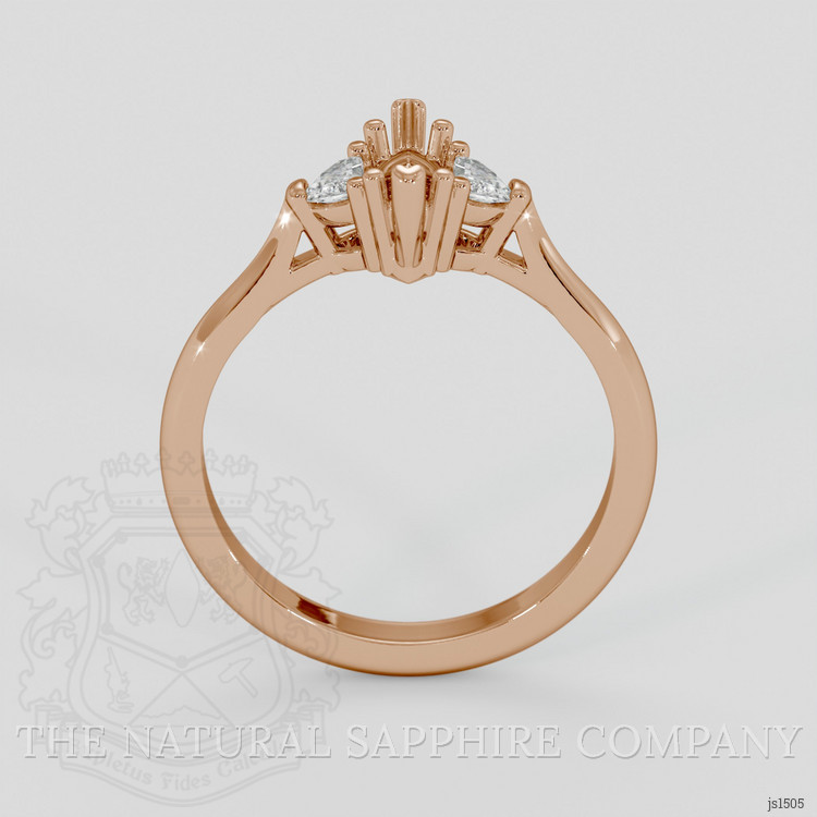 18K Rose Gold Three Stone Ring Setting