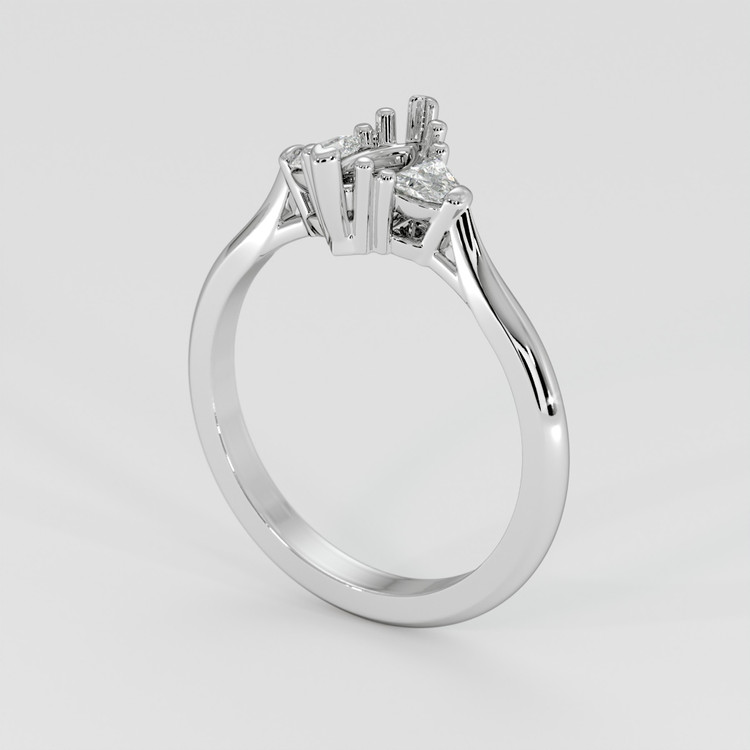 14K White Gold Three Stone Ring Setting
