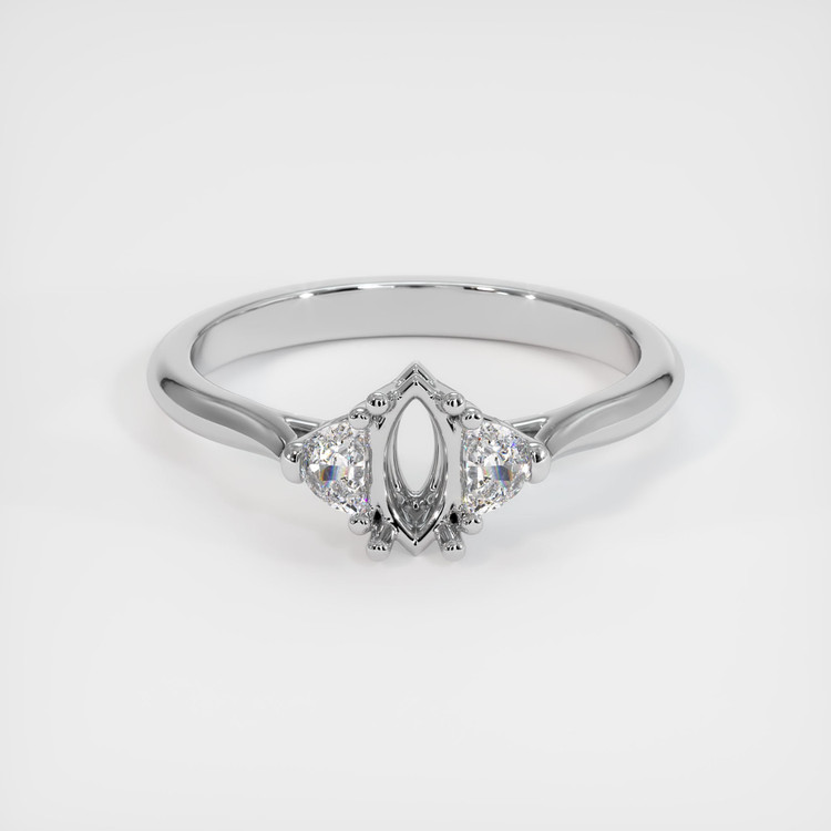 14K White Gold Three Stone Ring Setting