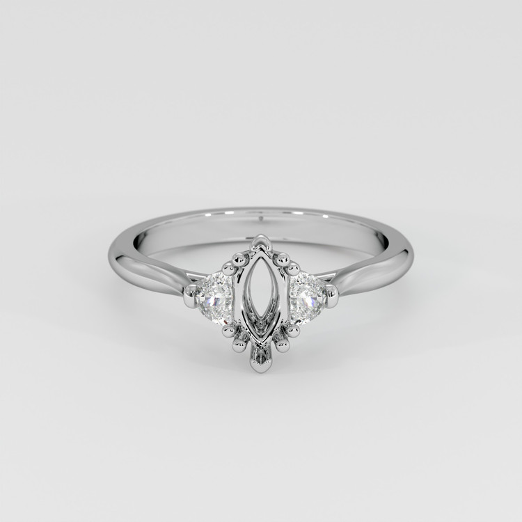14K White Gold Three Stone Ring Setting