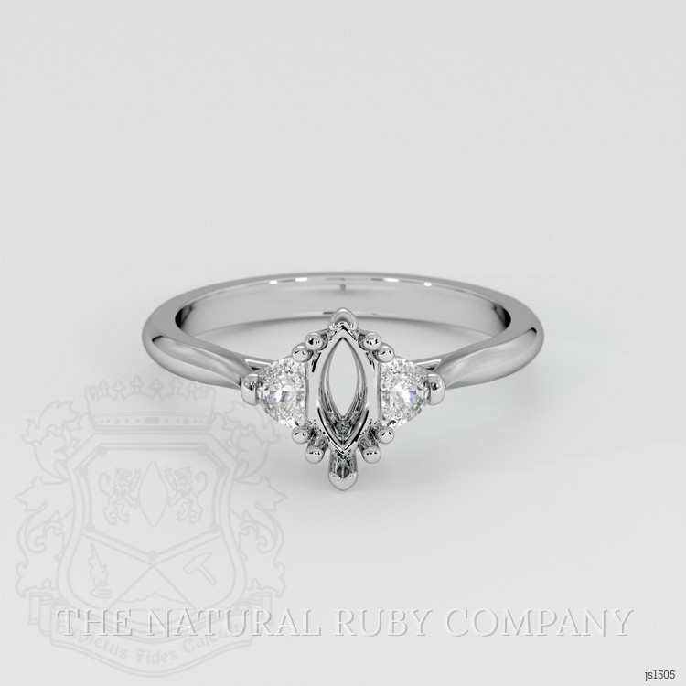 14K White Gold Three Stone Ring Setting
