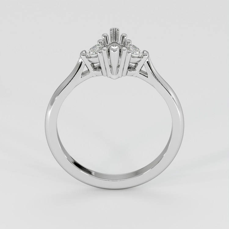 14K White Gold Three Stone Ring Setting
