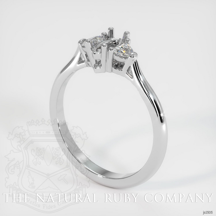 18K White Gold Three Stone Ring Setting