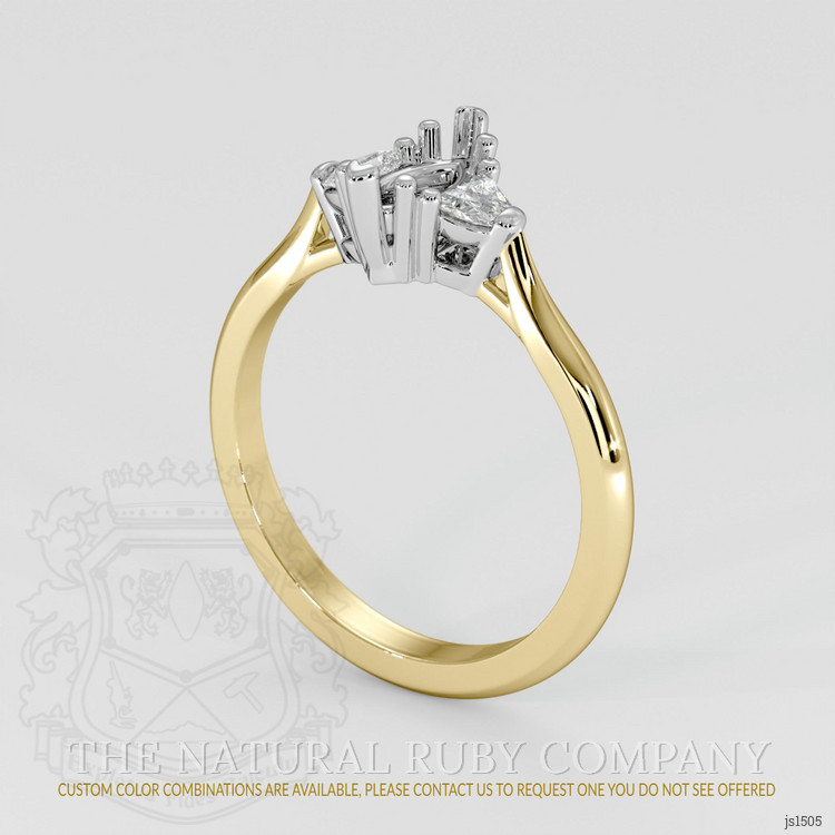 14K White & Yellow Three Stone Ring Setting