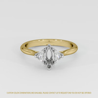 14K White & Yellow Three Stone Ring Setting Image