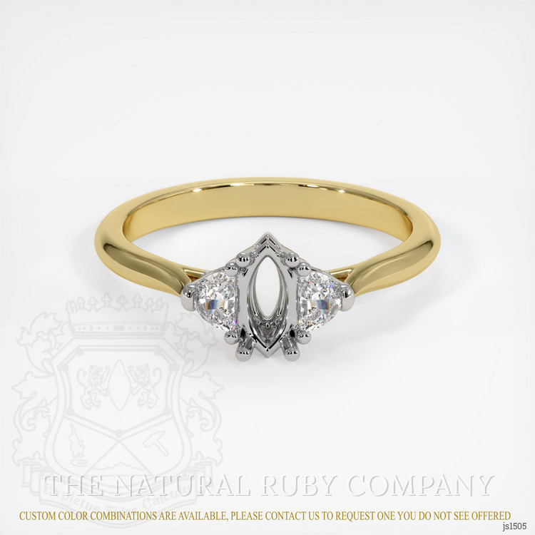 14K White & Yellow Three Stone Ring Setting
