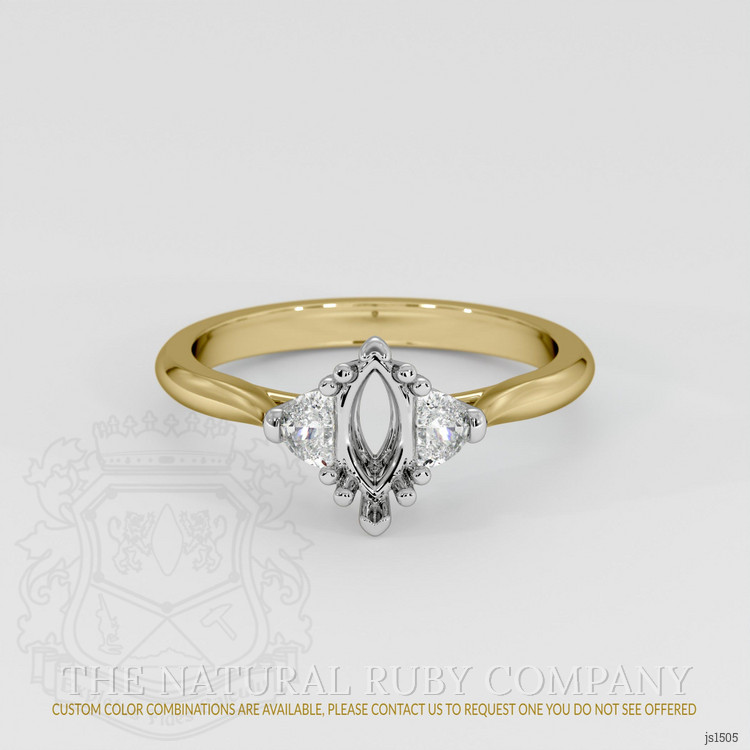 14K White & Yellow Three Stone Ring Setting