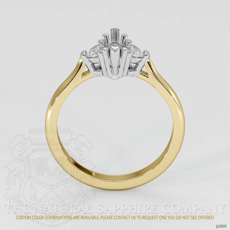 14K White & Yellow Three Stone Ring Setting