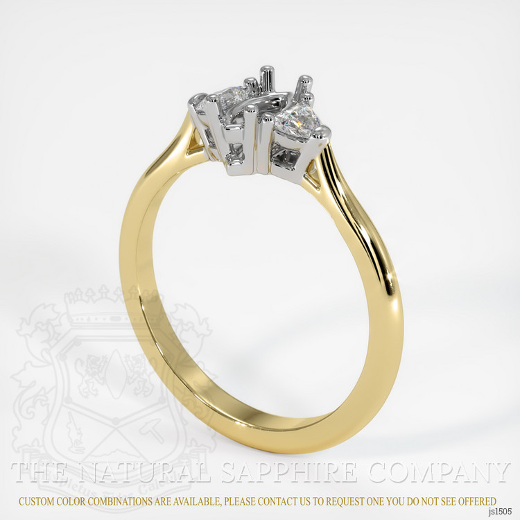 18K White & Yellow Three Stone Ring Setting