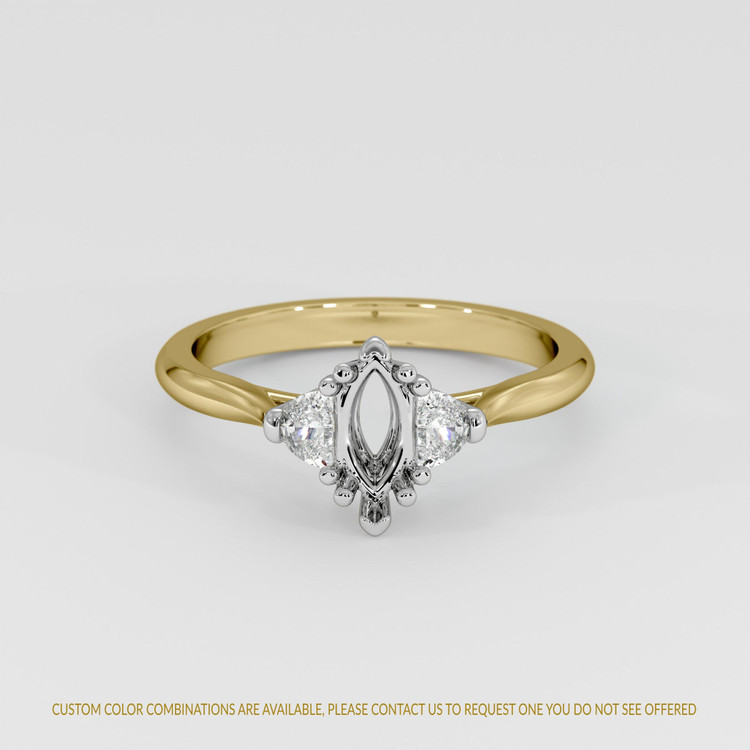 18K White & Yellow Three Stone Ring Setting