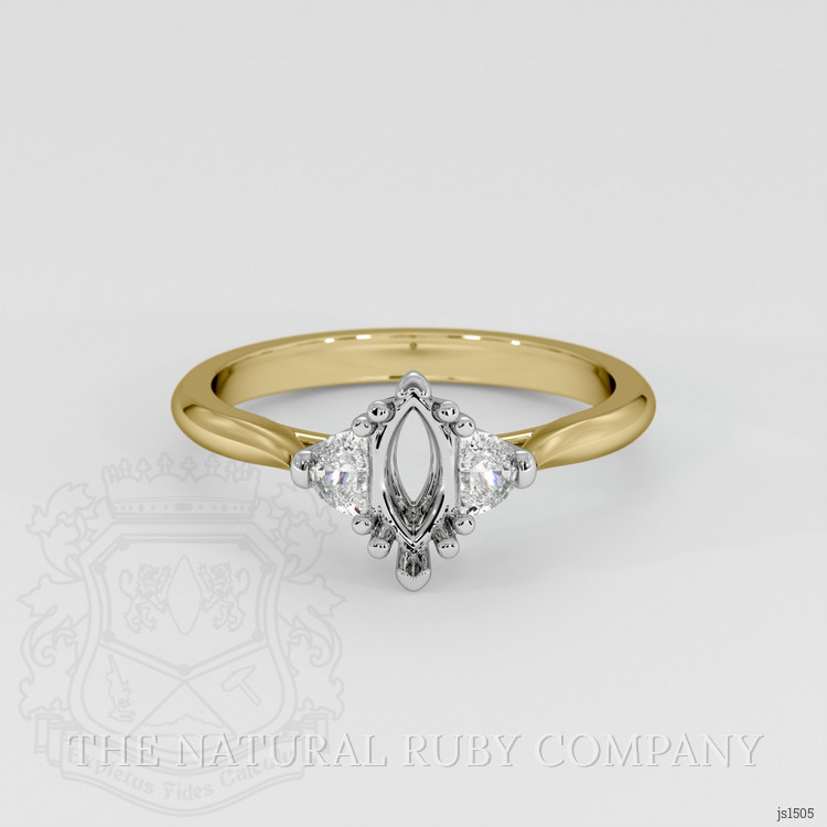 18K White & Yellow Three Stone Ring Setting