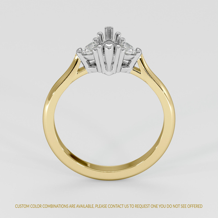 18K White & Yellow Three Stone Ring Setting