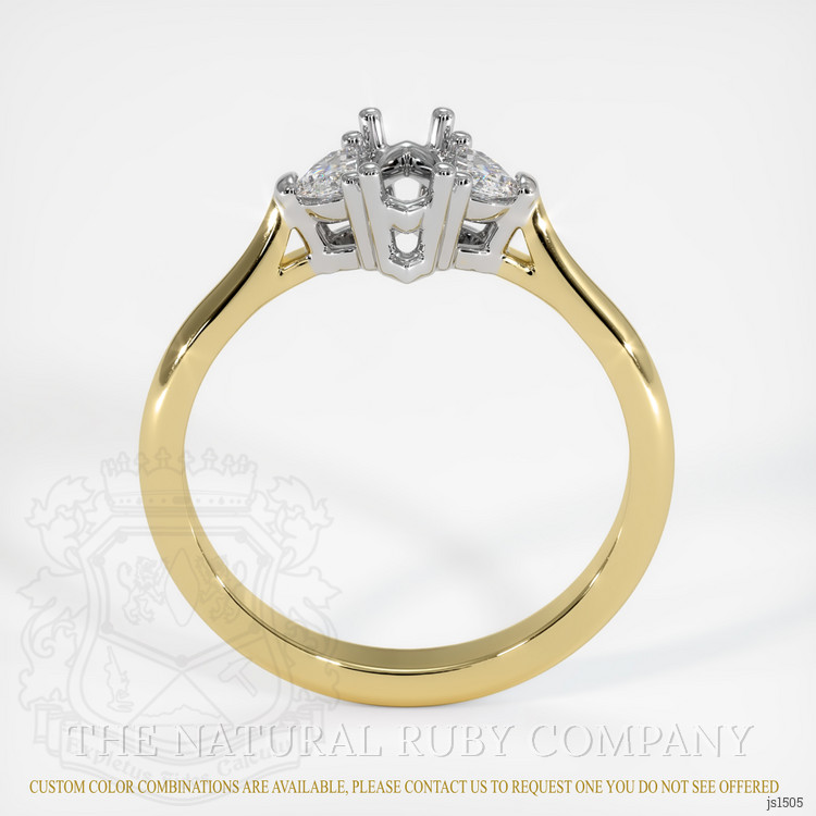 18K White & Yellow Three Stone Ring Setting