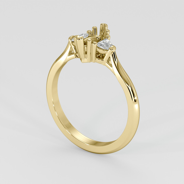 14K Yellow Gold Three Stone Ring Setting
