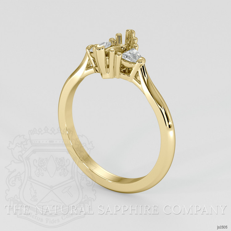18K Yellow Gold Three Stone Ring Setting