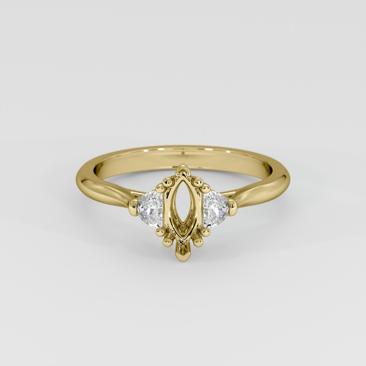 18K Yellow Gold Three Stone Ring Setting
