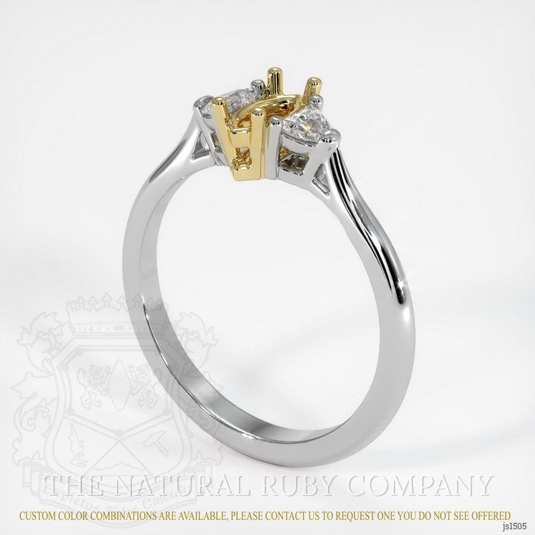 14K Yellow & White Three Stone Ring Setting