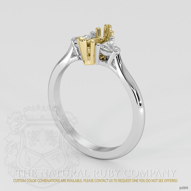 14K Yellow & White Three Stone Ring Setting