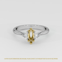 14K Yellow & White Three Stone Ring Setting Image