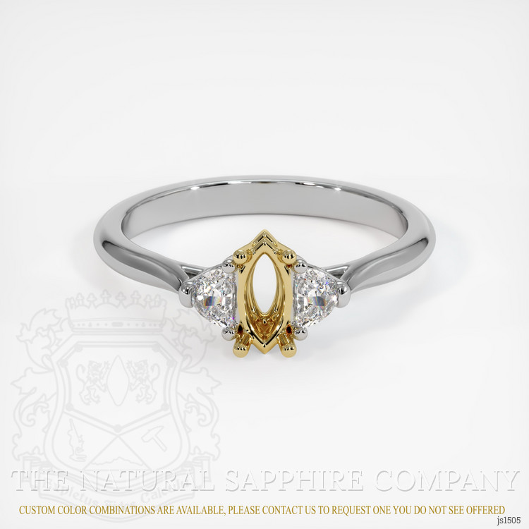 14K Yellow & White Three Stone Ring Setting
