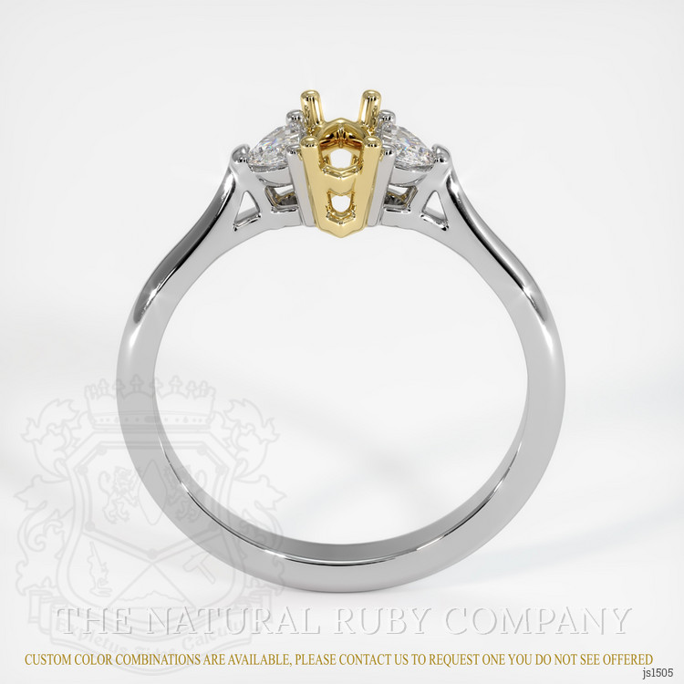 14K Yellow & White Three Stone Ring Setting
