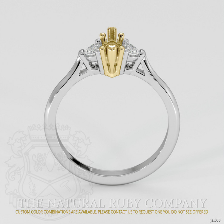 14K Yellow & White Three Stone Ring Setting