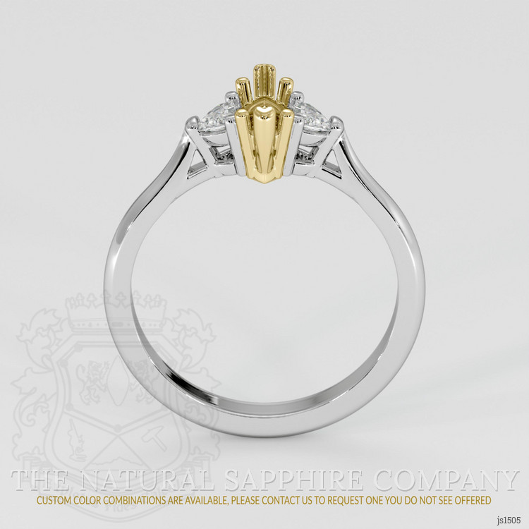 14K Yellow & White Three Stone Ring Setting