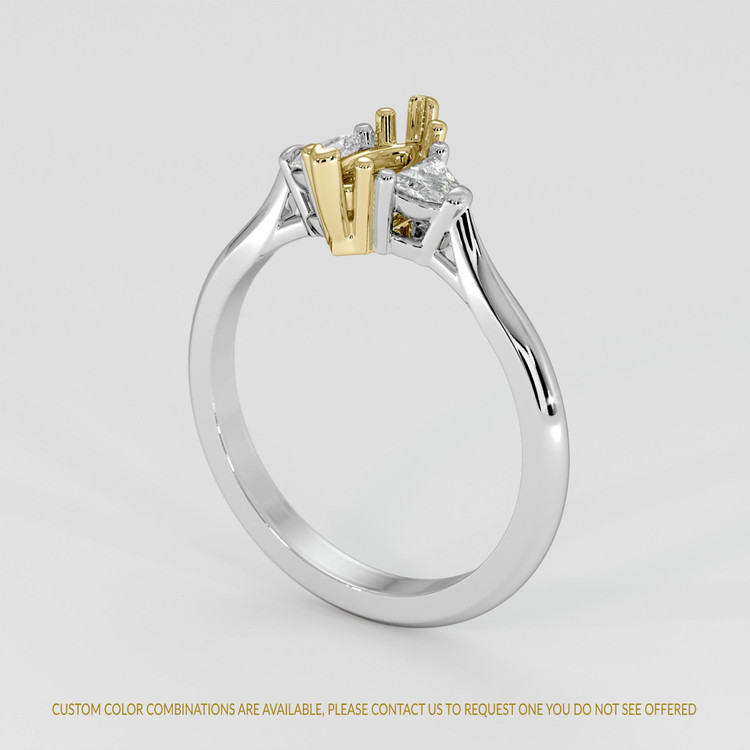 18K Yellow & White Three Stone Ring Setting