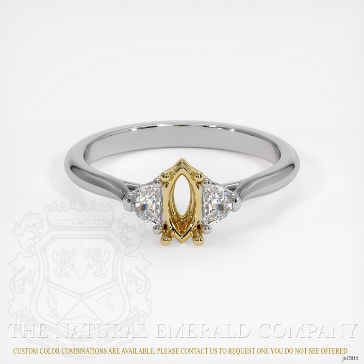 18K Yellow & White Three Stone Ring Setting
