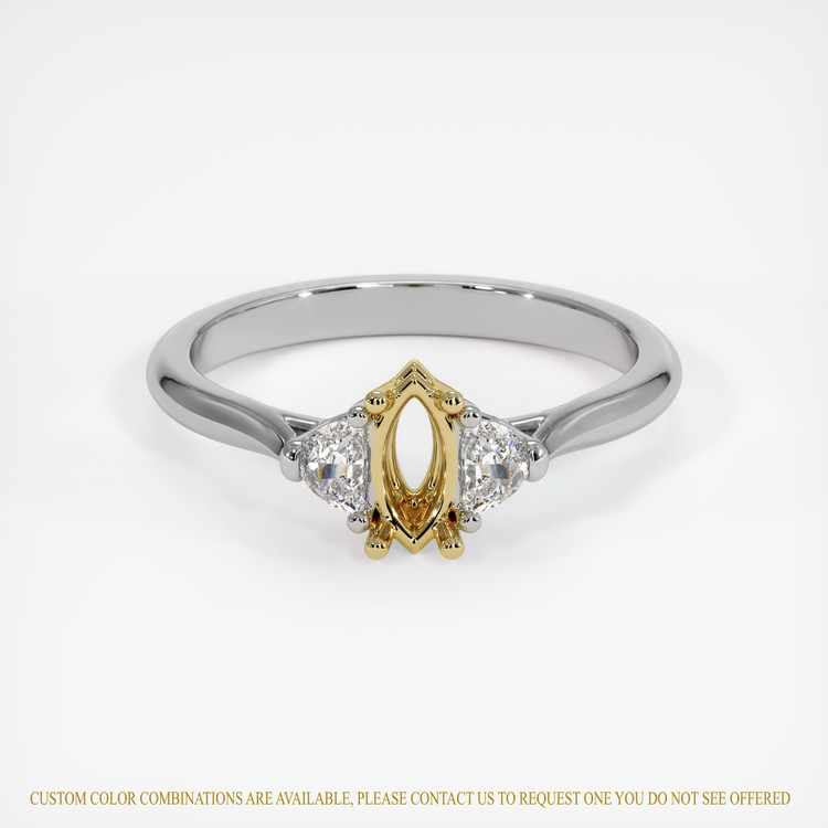 18K Yellow & White Three Stone Ring Setting